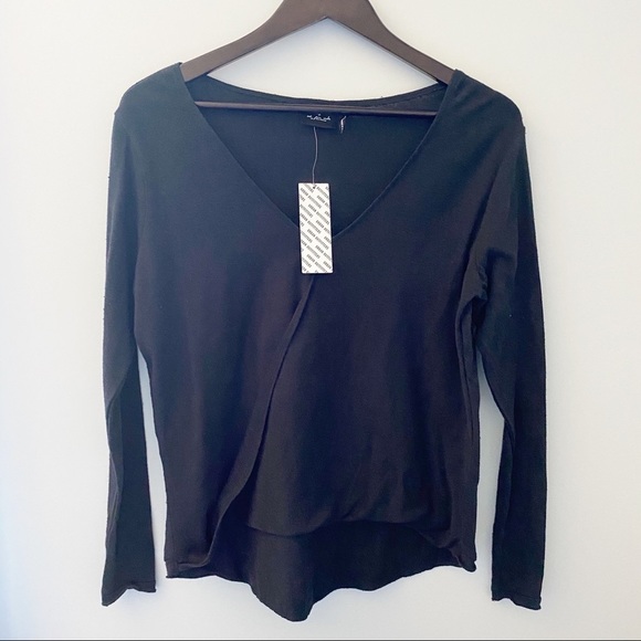 Out From Under Callie Draped Surplice Black Top - Picture 2 of 12